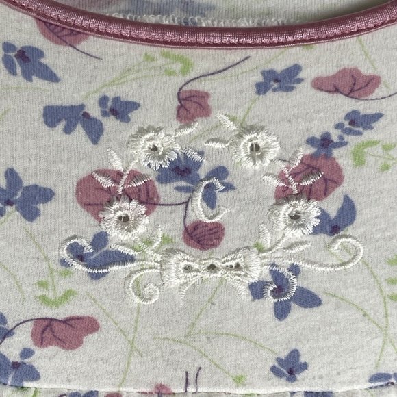Calida Womens Nightgown Size M White Pink Blue Floral Long Sleeve Cotton 33646 - Picture 5 of 11